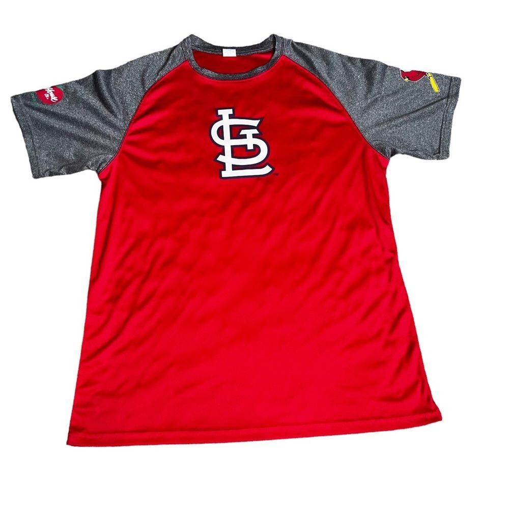 St Louis Cardinals Short Sleeve Medium Red Gray Polyester Pullover